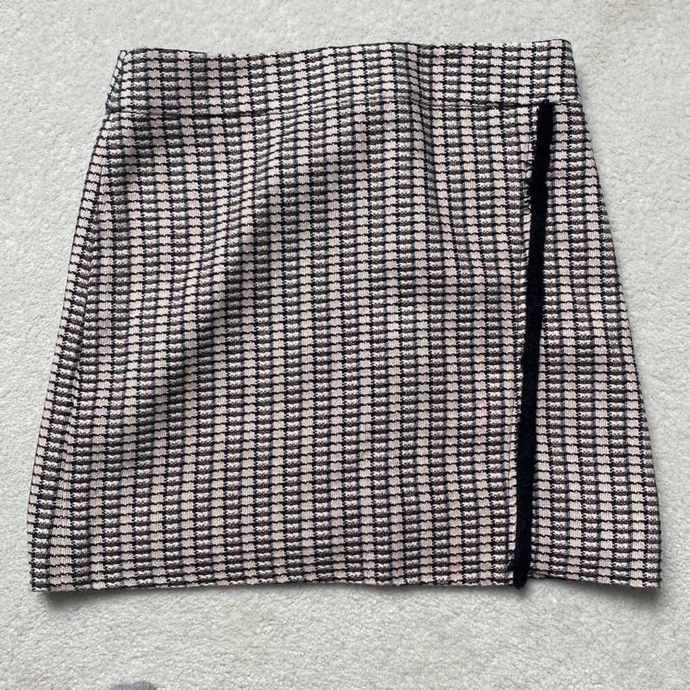 J Crew Pink and Black Tweed Mini Skirt